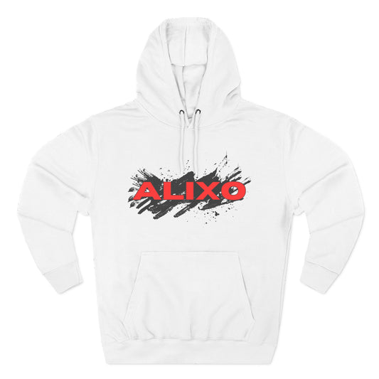 Alixo Brushstroke Hoodie – Bold Red Logo Pullover