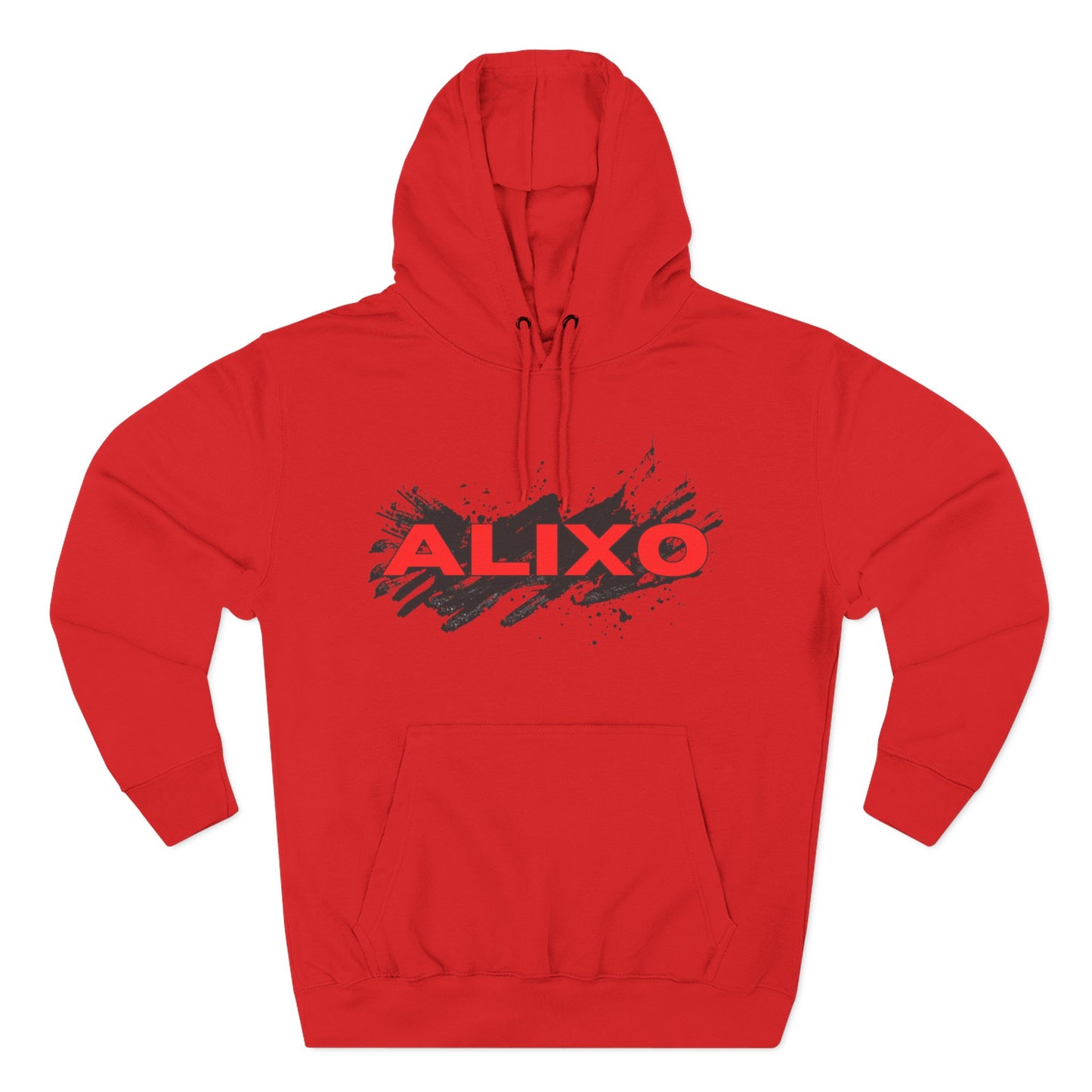 Alixo Brushstroke Hoodie – Bold Red Logo Pullover