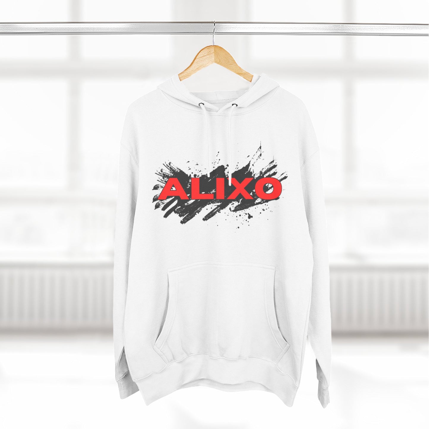 Alixo Brushstroke Hoodie – Bold Red Logo Pullover